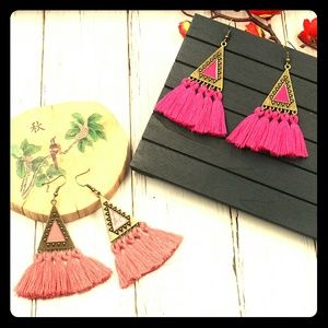 Long Hand Woven Woolen Copper Earring